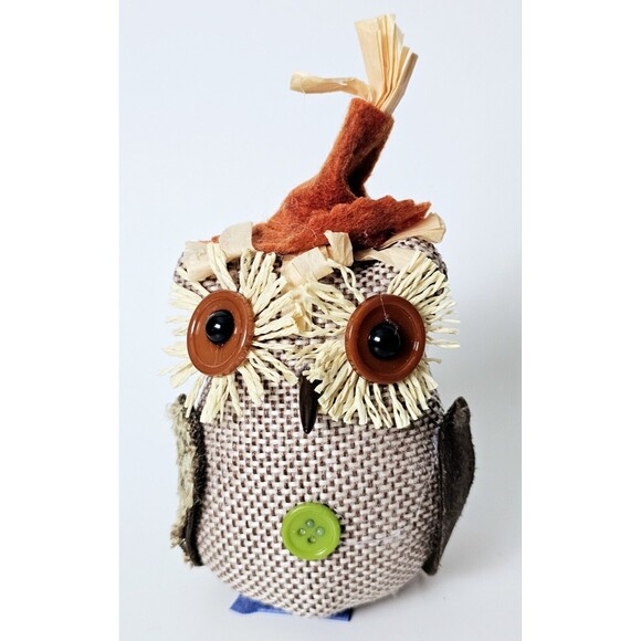Scarecrow OWLS Lot 3 Burlap Halloween Fall Thanksgiving Ornaments Harvest NWT! - Picture 8 of 12